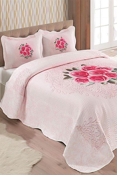 FAVORA Rebeca Double Quilted Bedspread Set - Pink