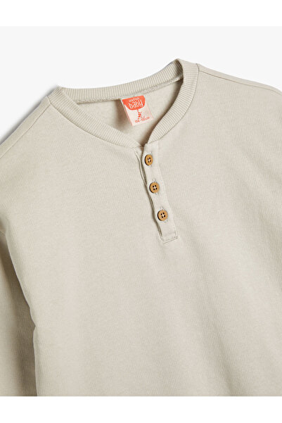 Koton Buttoned Sweatshirt Long Sleeve Cotton