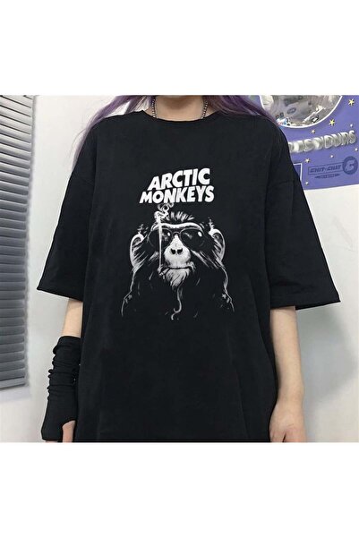 Toum MODESSY Seria Rock Arctic Monkey's Negru Unisex supradimensionat tricou