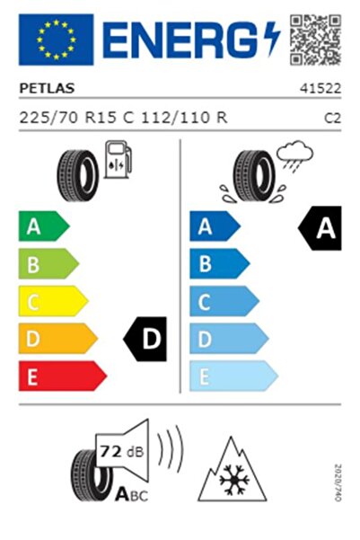 Petlas 225/70 R15 C TL 112/110R 8PR FULL PT935 Kamyonet Kış Lastiği (Üretim Tarihi:2024)