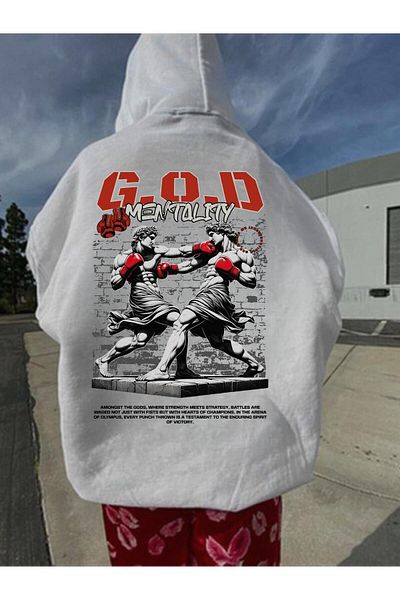 Touz Moda Φούτερ με στάμπα G.O.D με λευκή κουκούλα