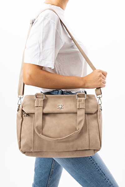 ImPolo Geantă de umăr și crossbody pentru femei Sweta Sand Soft Style 26x35 D...