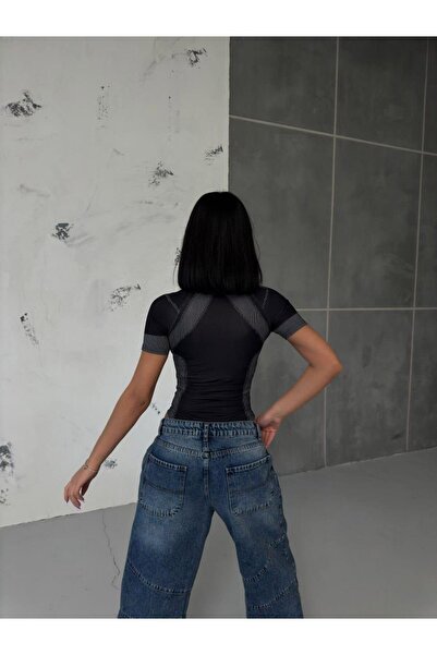 VandiVansi dompuleri мода Vintage Black Mısbhv Короткий рукав на кнопках Боді