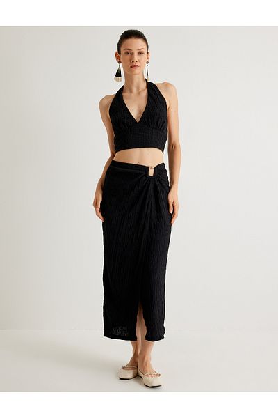 Koton Melis Ağazat - Textured Halter Collar Bustier