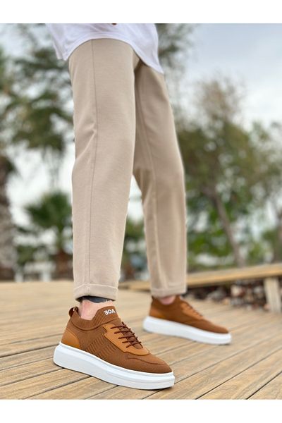 BOA BA0812 Tan Colored Knitted Knitwear Sports Shoes - Special Style