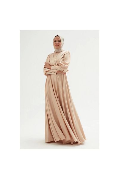 PHELDA Rochie din satin cu detaliu la piept 696-auriu