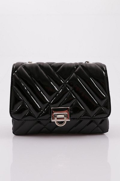 DGN Black Patent Leather Women's Bag - Shoulder and Shoulder Strap 311634110