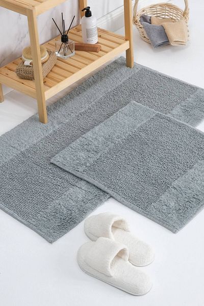 FAVORA Σετ πατάκι μπάνιου 2 τεμαχίων Iva Home Tufting 100% φυσικό βαμβάκι - Anthracite
