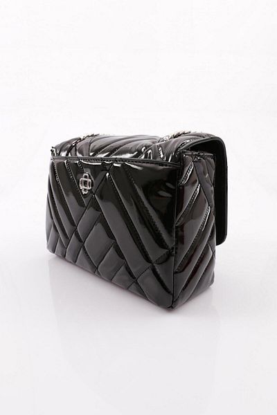 DGN Black Patent Leather Women's Bag - Shoulder and Shoulder Strap 311634110