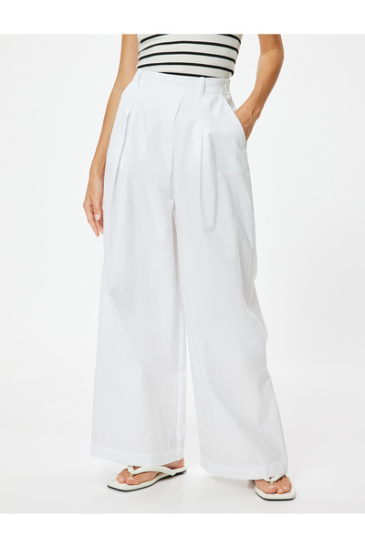 Koton Bol Paça Pantolon Paraşüt Kumaş Cepli Pile Detaylı