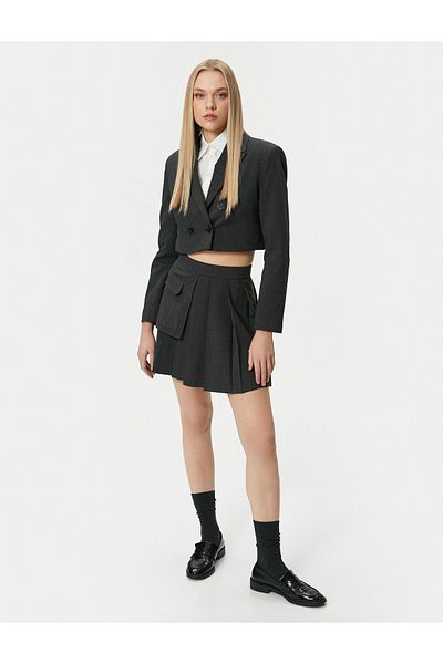 Koton Double Breasted Crop Blazer Jacket