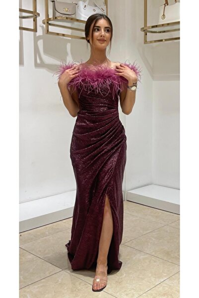 FOR COSTUME Abiye 9290 Mürdüm