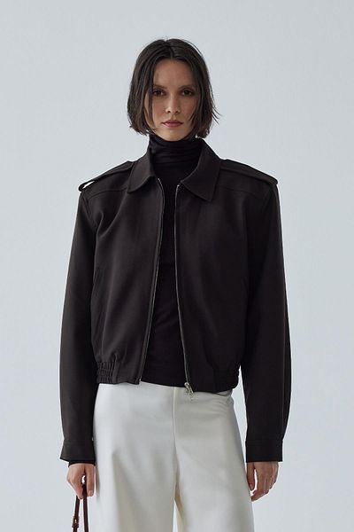 Suud Collection Яке Cooper Crop Bomber - горчиво кафяво