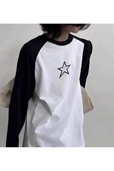 Toum Enya Takı Star Raglan cu mânecă lungă alb tricou