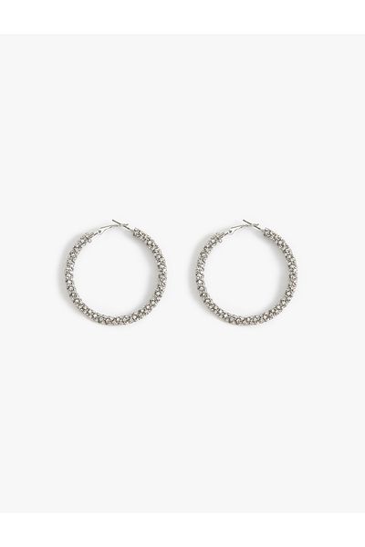 Koton Ring Earrings Crystal Stone Steel Blended Medium Size