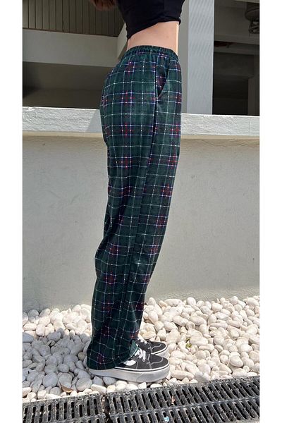 Toum Streetbeat Wear Wide Leg Checked Sweatpants