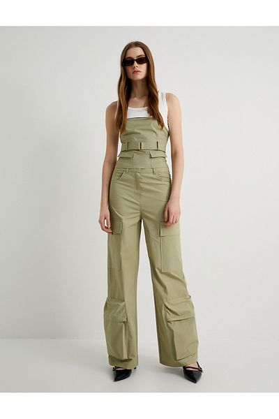 Koton Oversize Cargo Pants with Wide Leg and Extra Pocket Detail