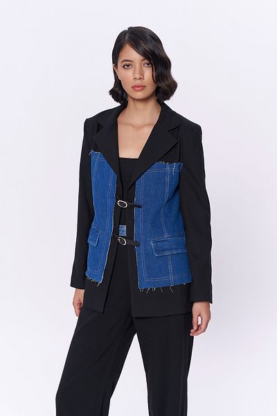 Quzu Μαύρο τζιν Match Blazer - Με αξεσουάρ ζώνης