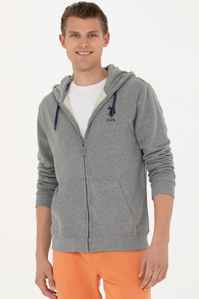 U.S. Polo Assn. Ανδρική πλεκτή ζακέτα γκρι μελανζέ 50269401-VR086