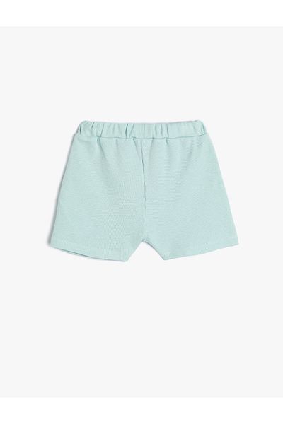 Koton Cotton Textured Basic Shorts - Pockets and Waist Ties