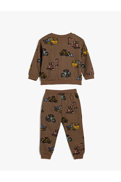 Koton Tractor Printed Cotton Raised Pajamas Set