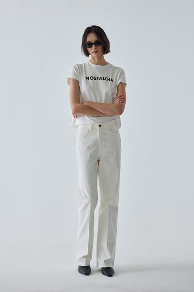Suud Collection Nostalgie bedrucktes T-Shirt in Ecru