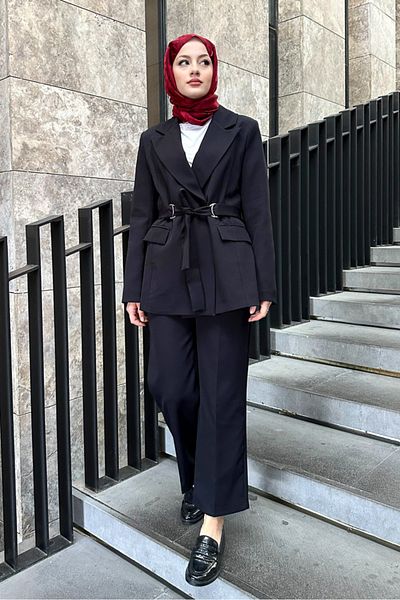 Oven Black Jacket Set - Side Buckle Detail