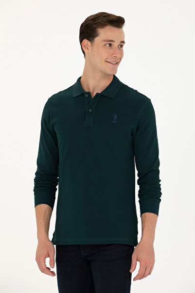 U.S. Polo Assn. Ανδρικό φούτερ σε σκούρο πράσινο χρώμα - Βασικό μοντέλο 50269405 -VR079