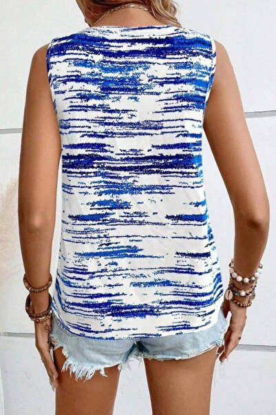 Mossta Saks Colorful Micro Fabric Blouse - Zero Sleeve and Button Design