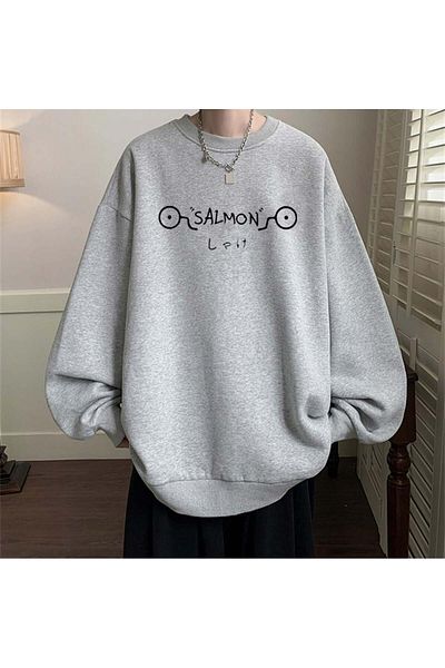 Touz Moda Φούτερ Jujutsu Kaisen Toge Inumaki με στάμπα γκρι Unisex Oversize με λαιμόκοψη