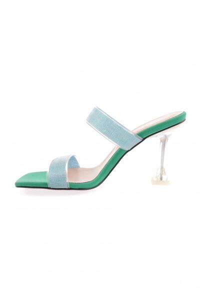 DGN Зелені прозорі блискучі жіночі капці на підборах - Saraa 62663382