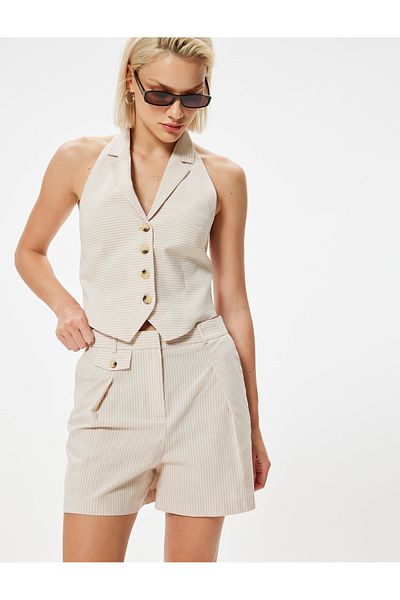 Koton Mini Shorts with Pockets - Pleat Detail