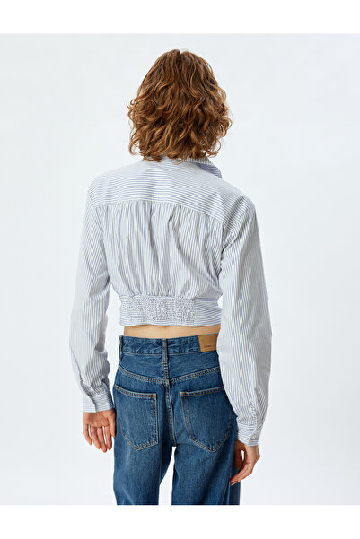 Koton Cămașă crop cu mânecă lungă, guler clasic, cu nasturi, slim fit