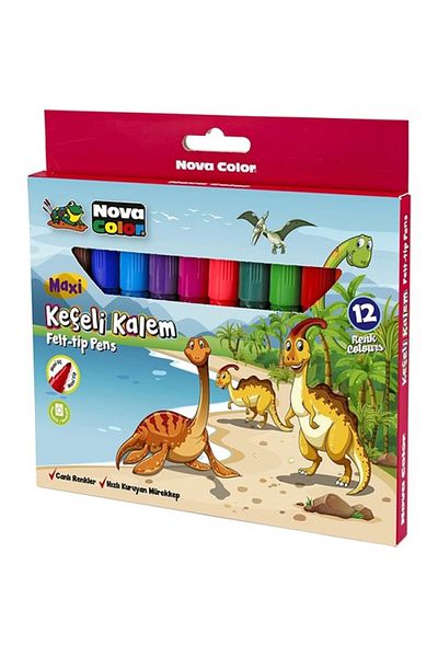 Nova Color Nc-873 Maxi 12-Piece Felt Tip Pen Set