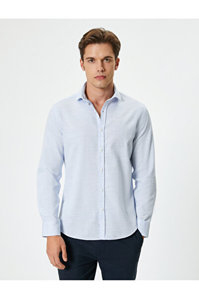 Koton Klasik Yaka Düğmeli Pamuklu Uzun Kollu Slim Fit Gömlek