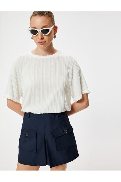 Koton Crew Neck Textured Short Sleeve T-Shirt