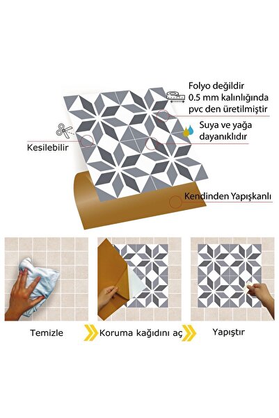 TİNK Kendinden Yapışkanlı Geometrik 028 Desenli Pvc Karo 30x30 Cm (56 ADET) 5m2