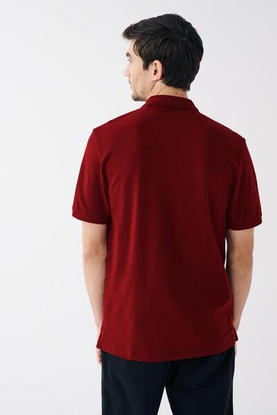 SOFTWAY Ανδρικό κοντομάνικο μπλουζάκι με γιακά πόλο – Claret Red
