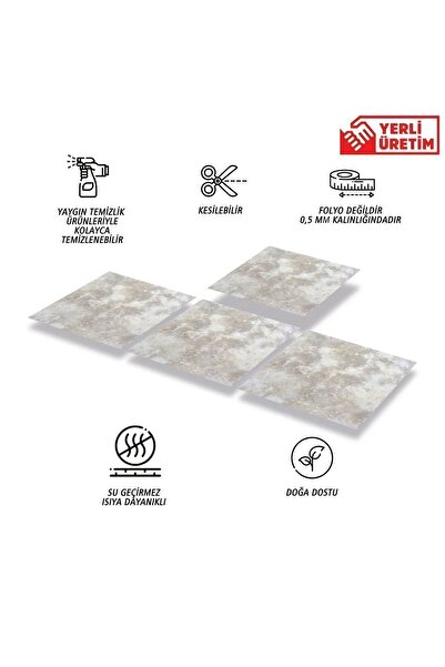 TİNK Kendinden Yapışkanlı Gri Mermer Desenli Pvc Karo 30x30 Cm (11 ADET) 1m2