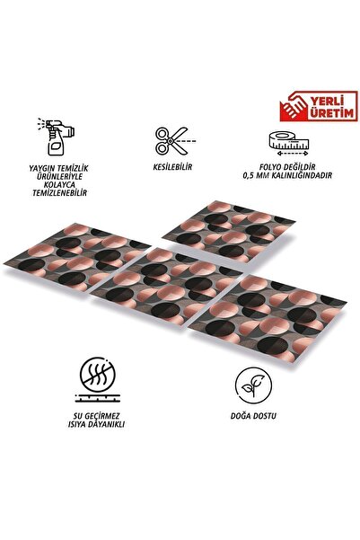 TİNK Kendinden Yapışkanlı Koyu Yuvarlak Desenli Pvc Karo 30x30 Cm (4 ADET) 0,36 M²