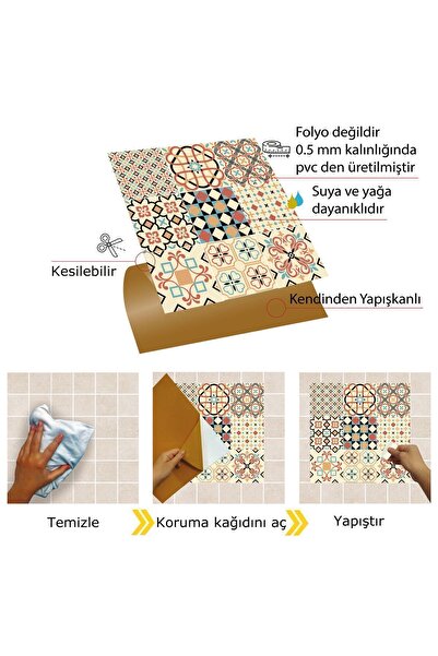 TİNK Kendinden Yapışkanlı Japon Desenli Pvc Karo 30x30 Cm (4 ADET) 0,36 M2