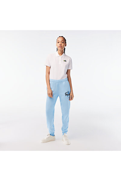 Lacoste x Netflix Kadın Straight Fit Baskılı Açık Mavi Eşofman Altı