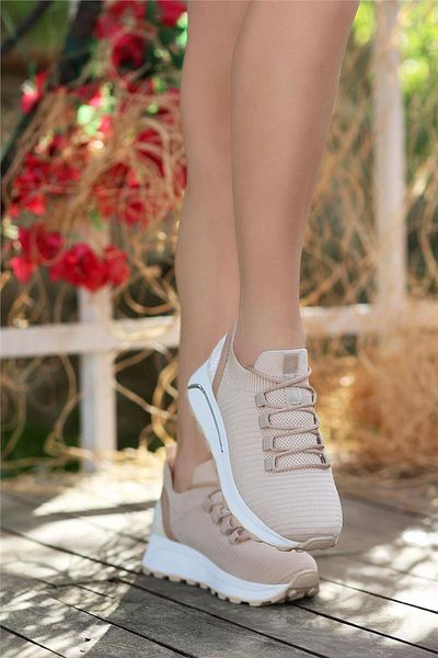 homiro Tenis sport de damă bej - cu șireturi