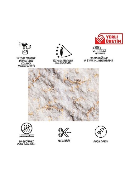 TİNK Kendinden Yapışkanlı Gold Mermer Desenli Pvc Panel 41x62 Cm (12 Adet) 3 M²