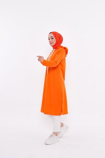 Bwest Eflin Collar Tied Hooded Long Sweatshirt - 03030.036 - Orange