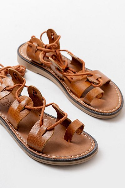 serkanseyyid 205-01 Tan Ankle Strap Orthopedic Genuine Leather Women's Sandals
