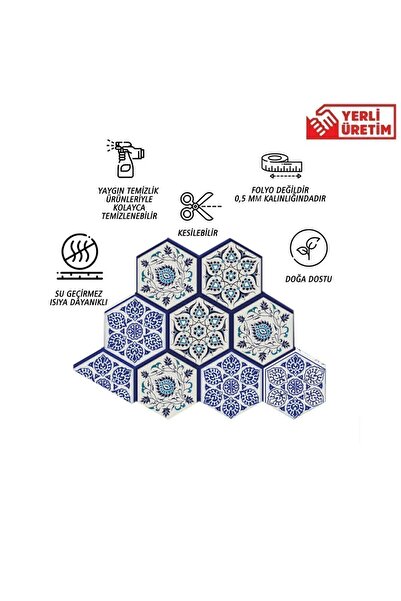 TİNK Kendinden Yapışkanlı Çini Altıgen Pvc Karo 27x31 cm