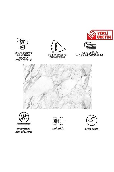 TİNK Kendinden Yapışkanlı Beyaz Mermer Desenli Pvc Panel 41x62 Cm (4 Adet) 1 M²