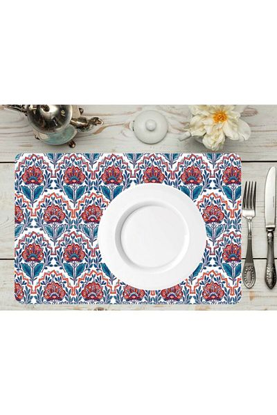 TİNK Flower Patterned PVC 4-Piece Placemat 30x45 Cm