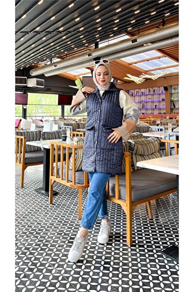 Bwest Ahenk Quilted Pocket Sleeveless Vest - (38-46) - 71152 - Navy Blue